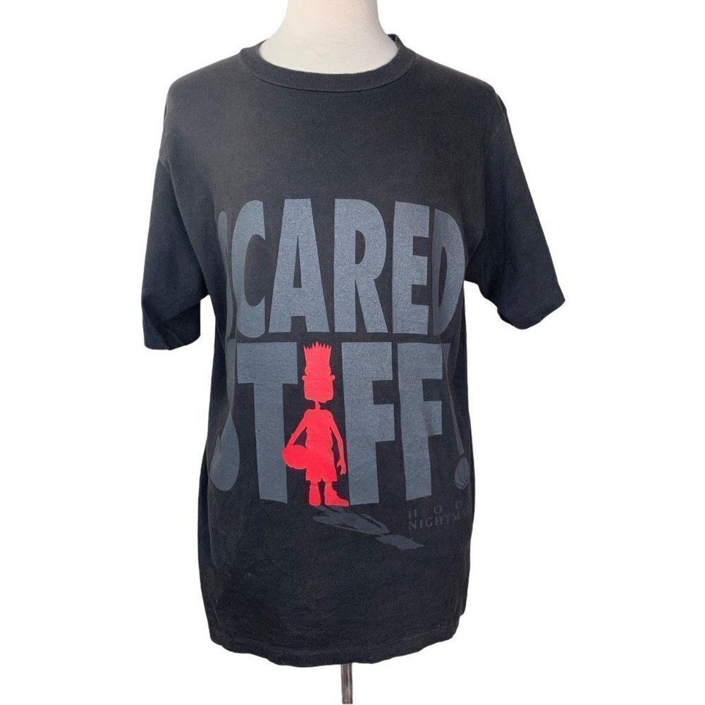 Vintage Basketball T-Shirt XL Black Scared Stiff